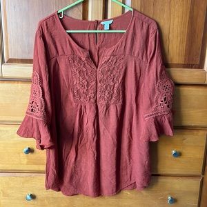 Cato Womens Tunic Top With 3/4 Bell Sleeves
